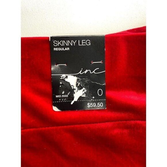 INC Pull-On Skinny Pants 0 XS Red Soft Velvet - Picture 5 of 6